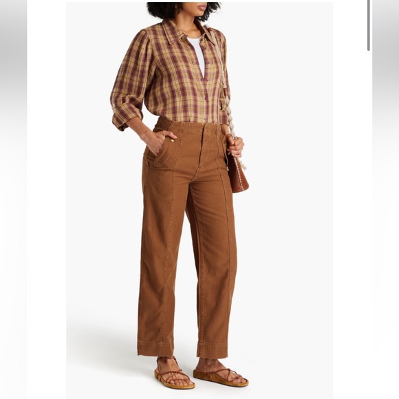 FRAME Utility Barrel Cotton Canvas Wide Leg Pants 23 - Picture 2 of 6